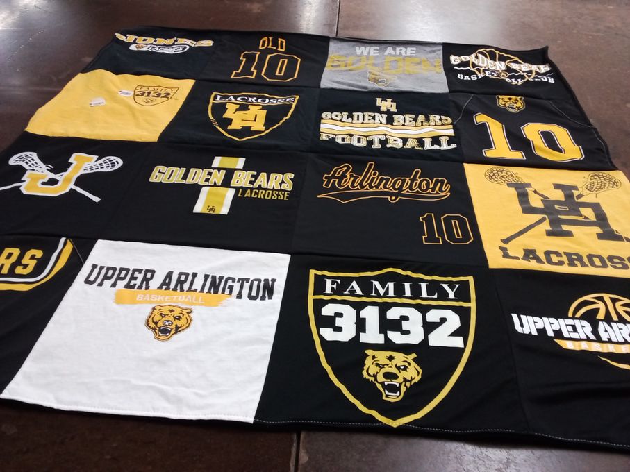 T-shirt quilt featuring upper arlington basketball, upper arlington lacrosse by Molly from WA