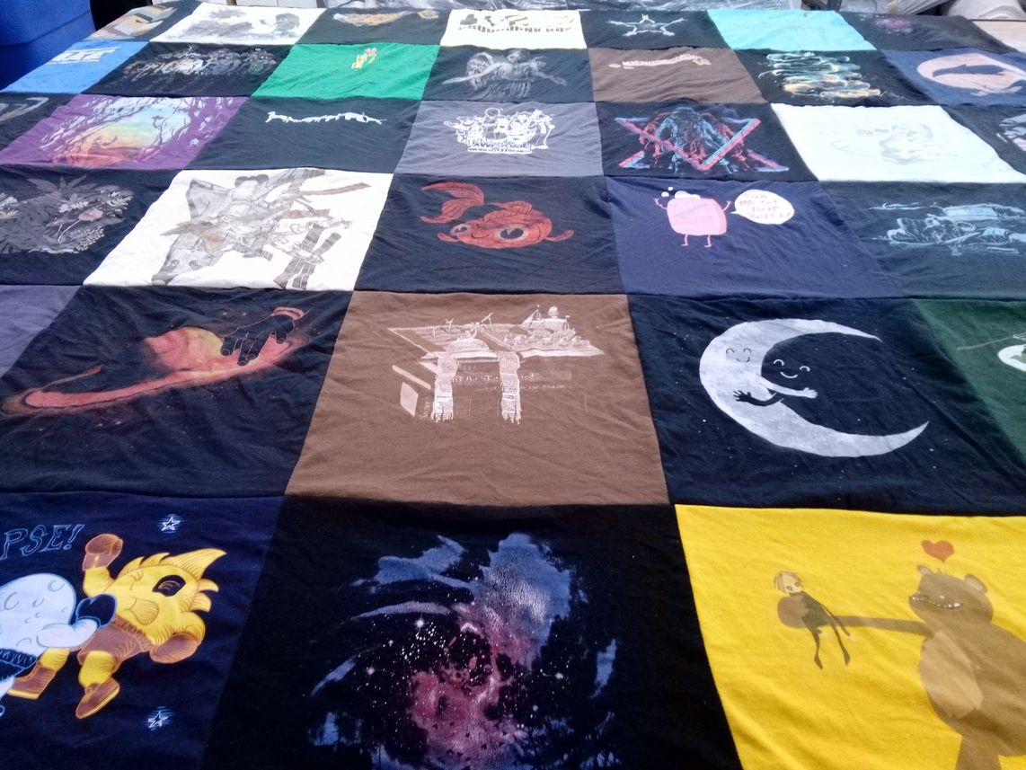 T-shirt quilt with astronomy, space themes by Peter from PA