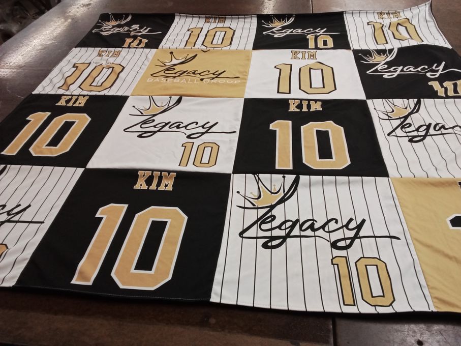 T-shirt quilt with baseball themes by Casey from CA