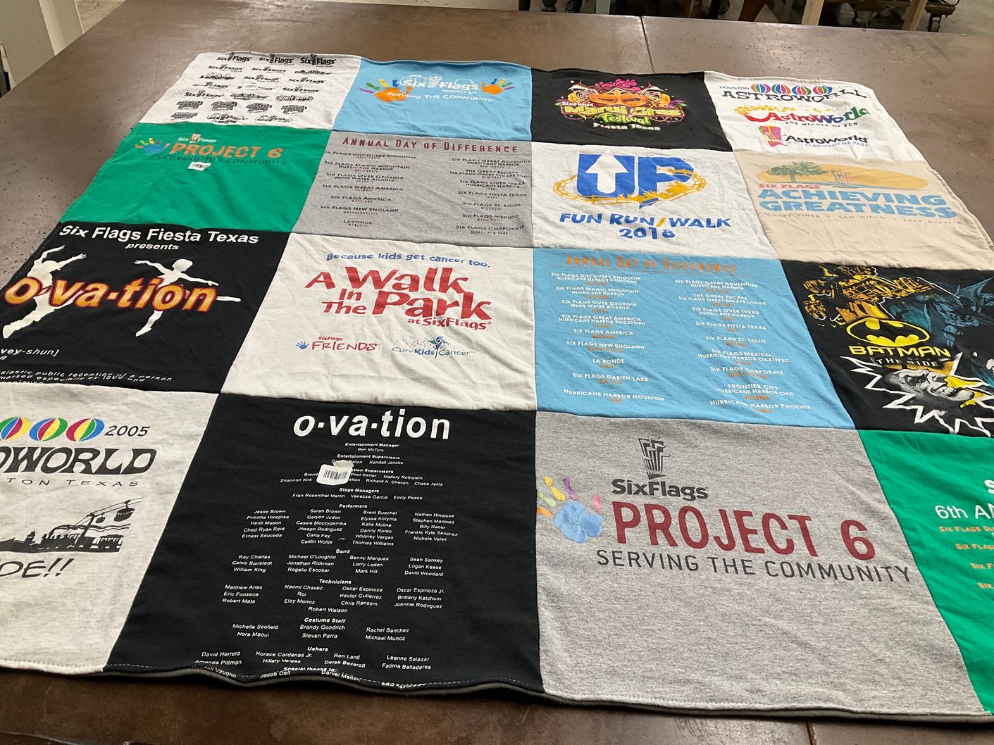 T-shirt quilt with community service, themed events themes by Dawn from TX