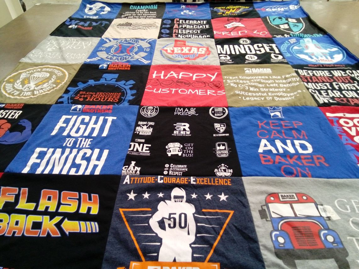 T-shirt quilt with team building, motivation themes by CHASITY from TX