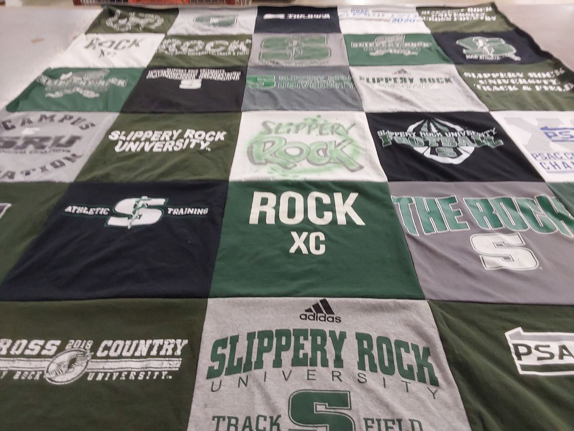 T-shirt quilt featuring slippery rock university cross country, slippery rock university track and field by Chloe from MS