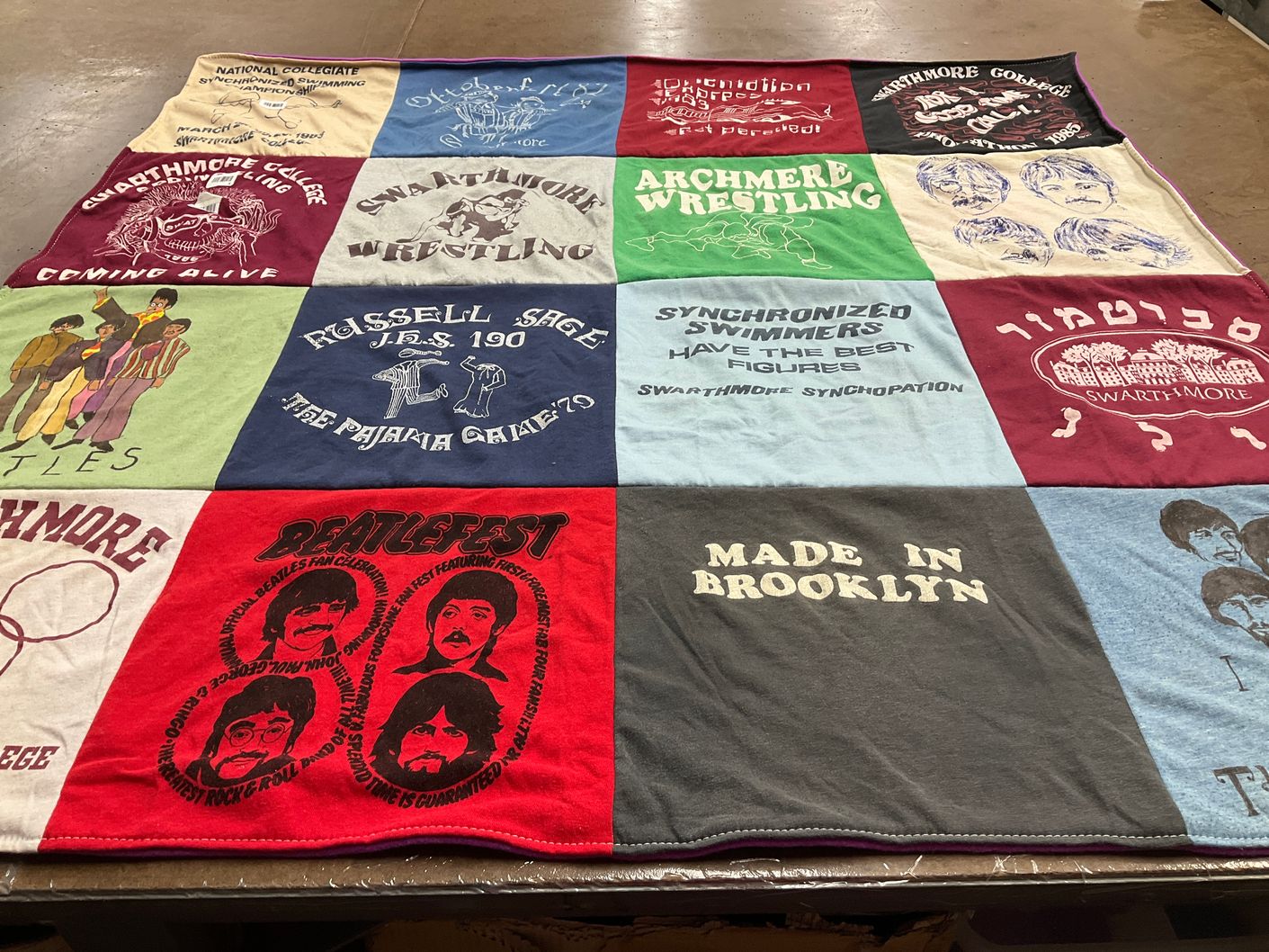 T-shirt quilt featuring swarthmore wrestling by Rikki from NJ