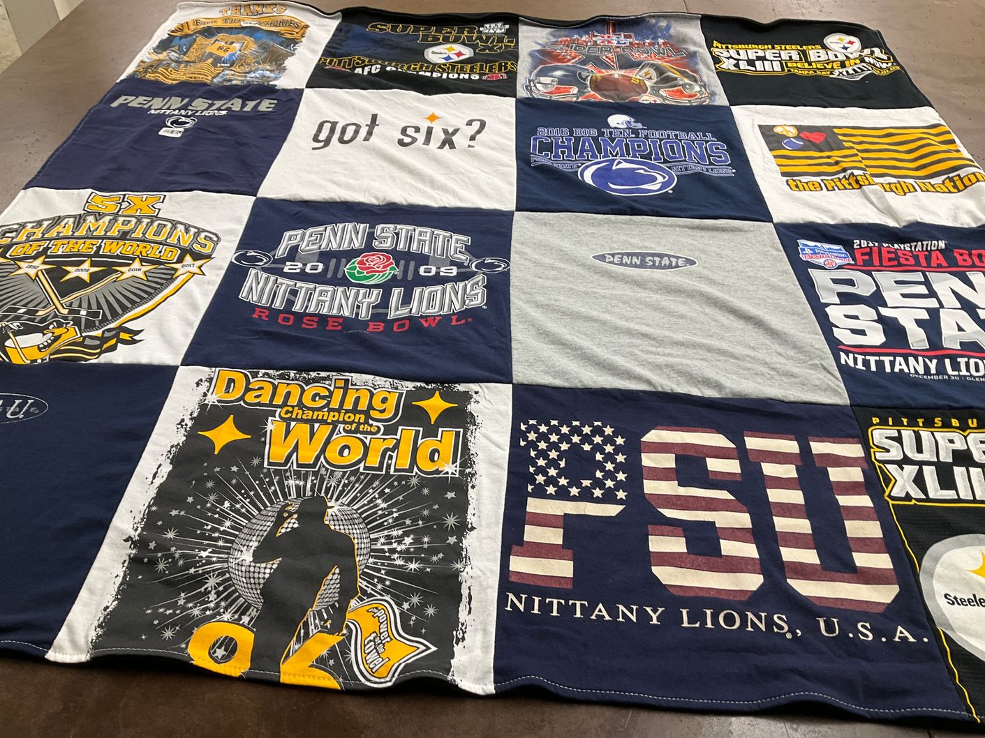 T-shirt quilt featuring nittany lions by Jeffery from VT