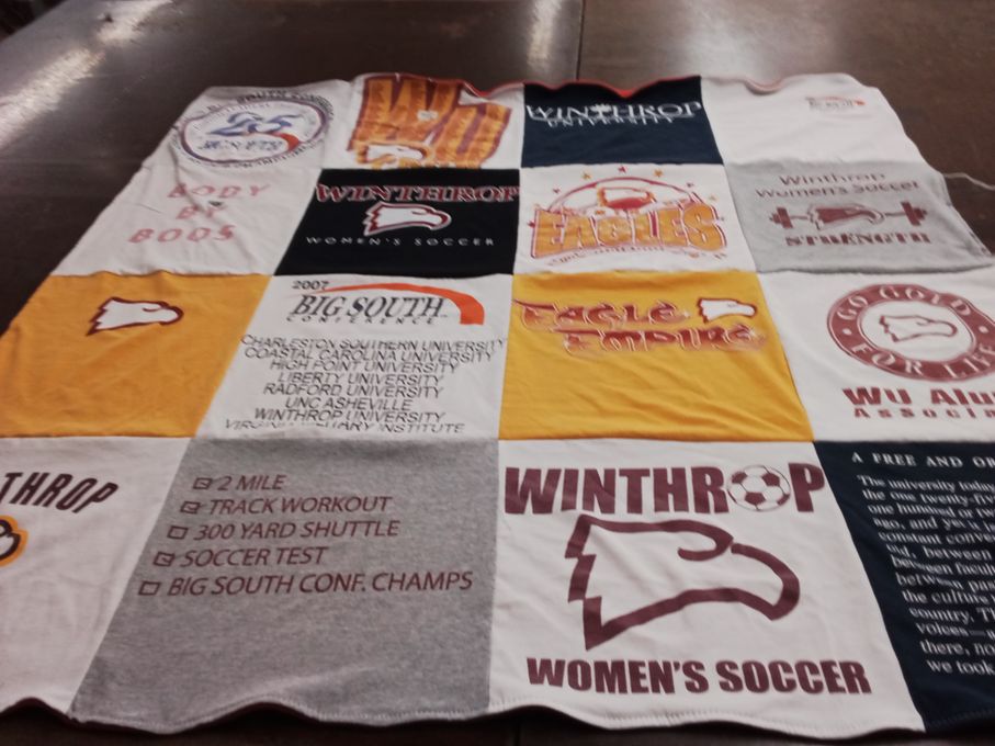 T-shirt quilt featuring winthrop university women's soccer, winthrop eagles by Angela from SC