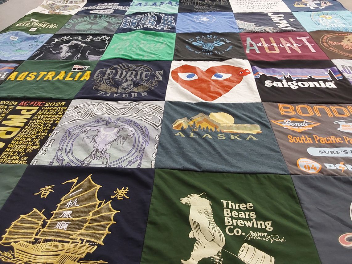 T-shirt quilt with travel, breweries themes by Dorian from NY