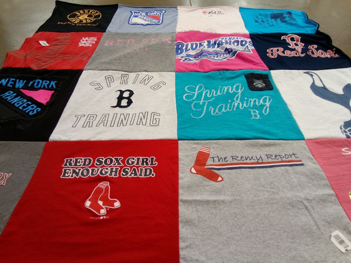 T-shirt quilt featuring boston red sox, new york rangers by Vivien from FL