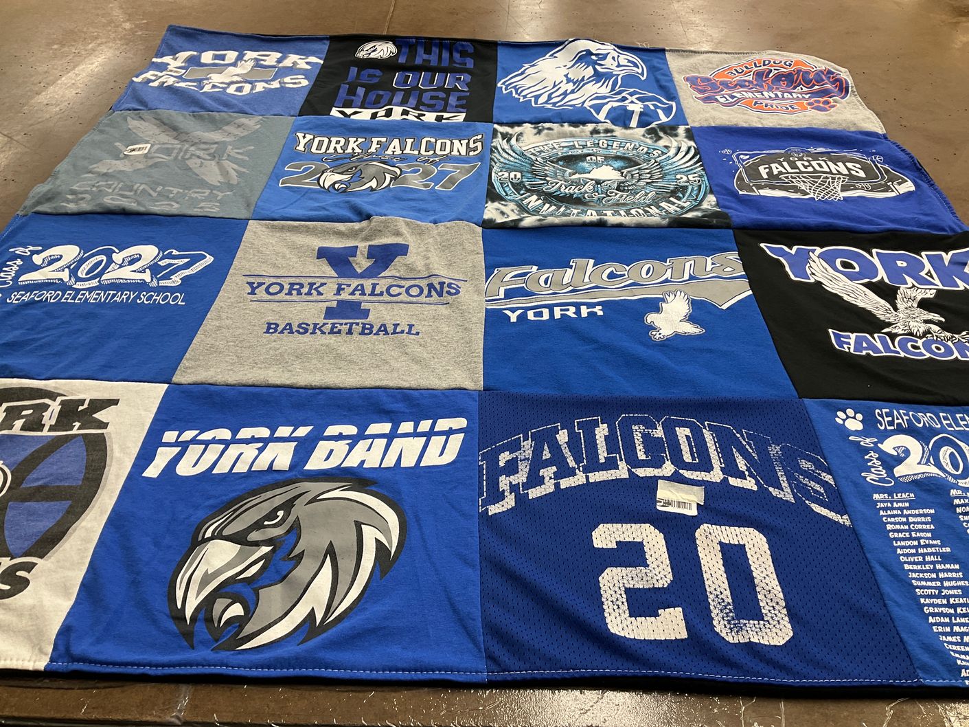 T-shirt quilt featuring york falcons basketball by Carrie from VA