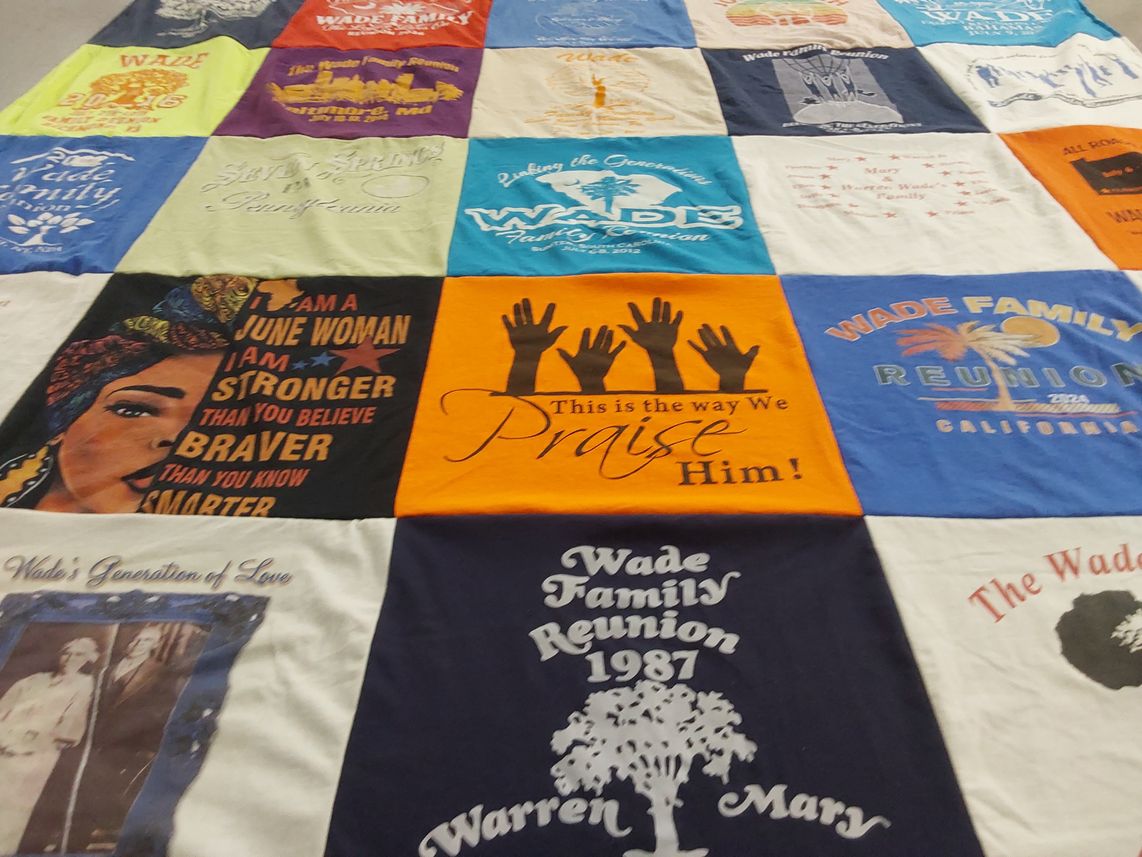 T-shirt quilt with family, reunions themes by Debbie from SC