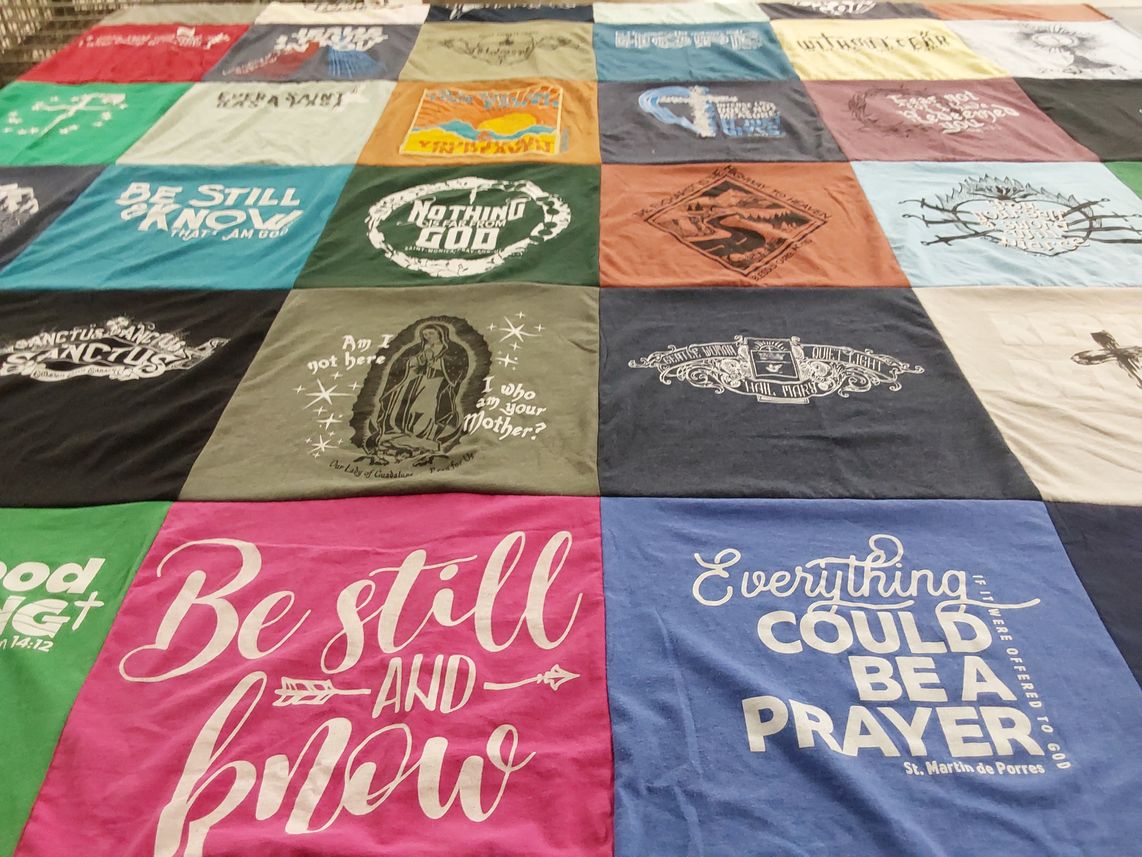 T-shirt quilt with spirituality, religion themes by JENNIFER from PA
