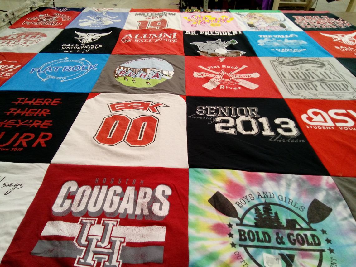 T-shirt quilt from ball state university, university of houston by Zachariah from IN