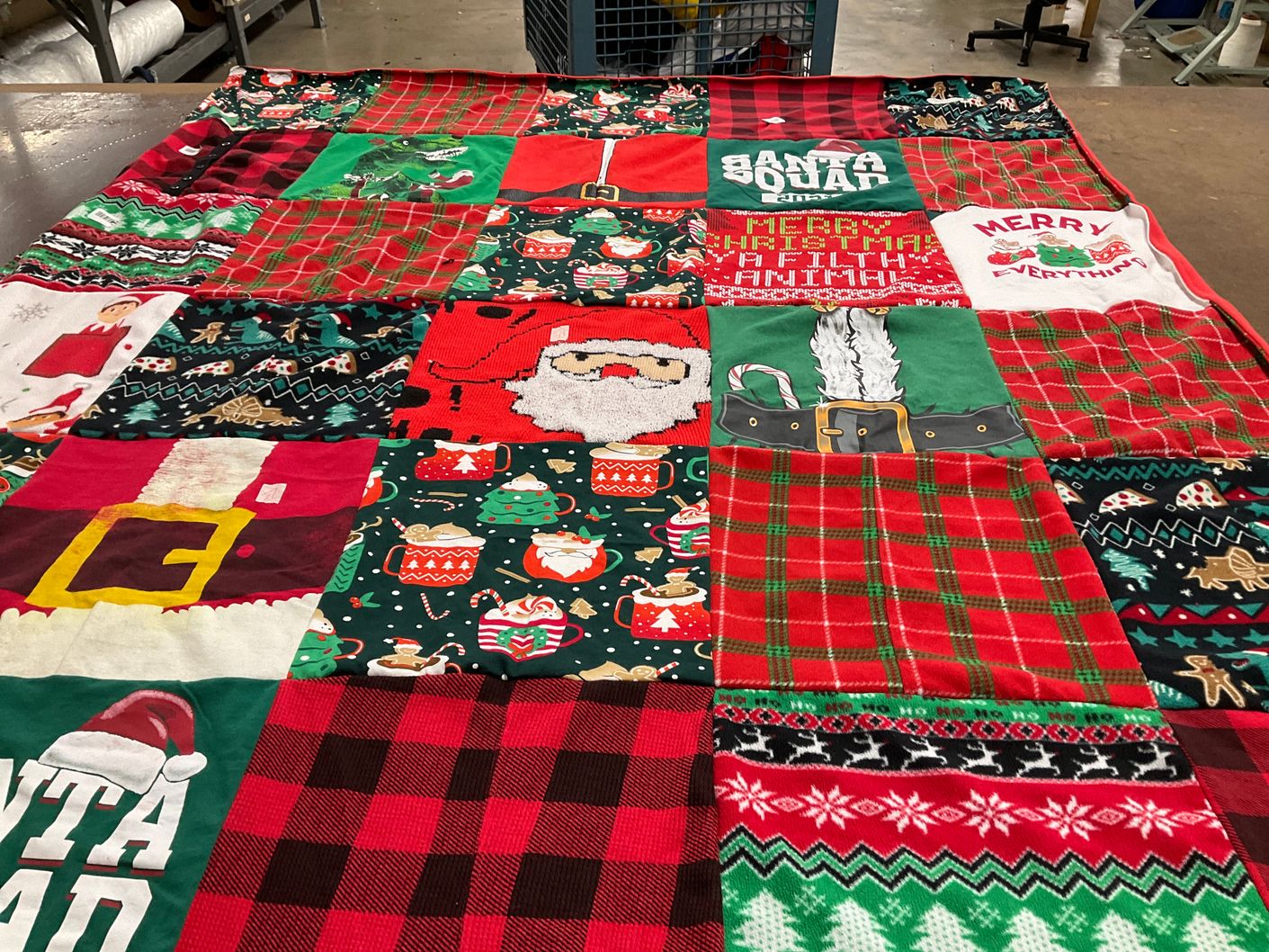 T-shirt quilt with christmas, holiday themes by Tara from CA