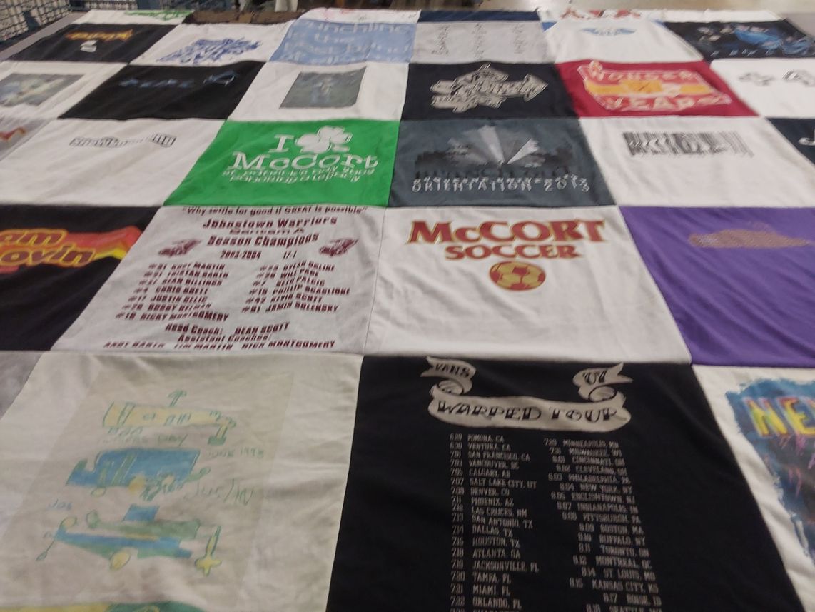 T-shirt quilt featuring johnstown warriors by Sharon from PA