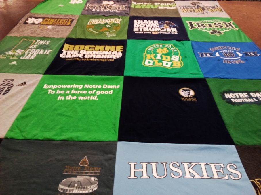 T-shirt quilt featuring notre dame football by Craig from IN