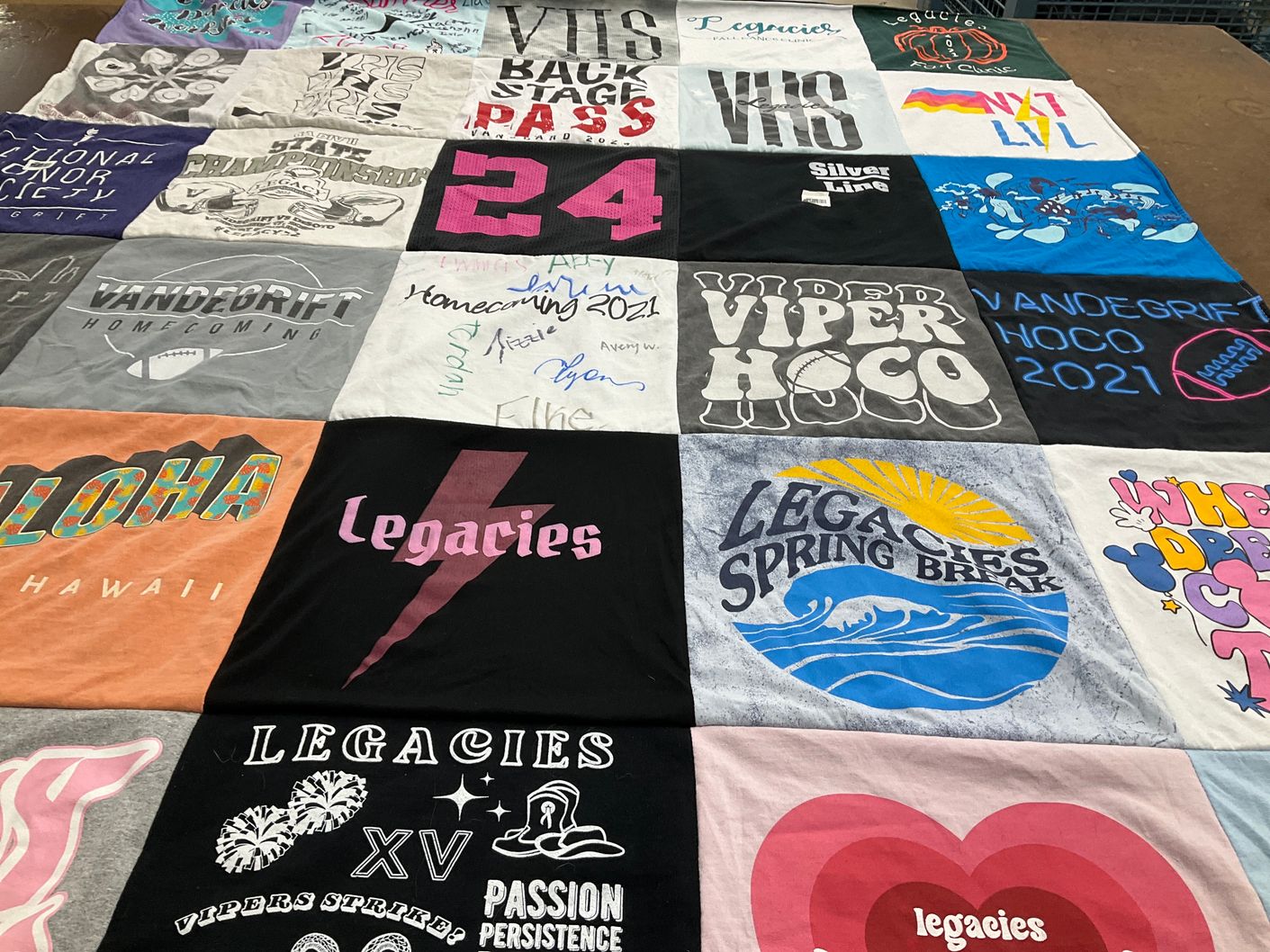 T-shirt quilt featuring viper high school by Sophie from TX