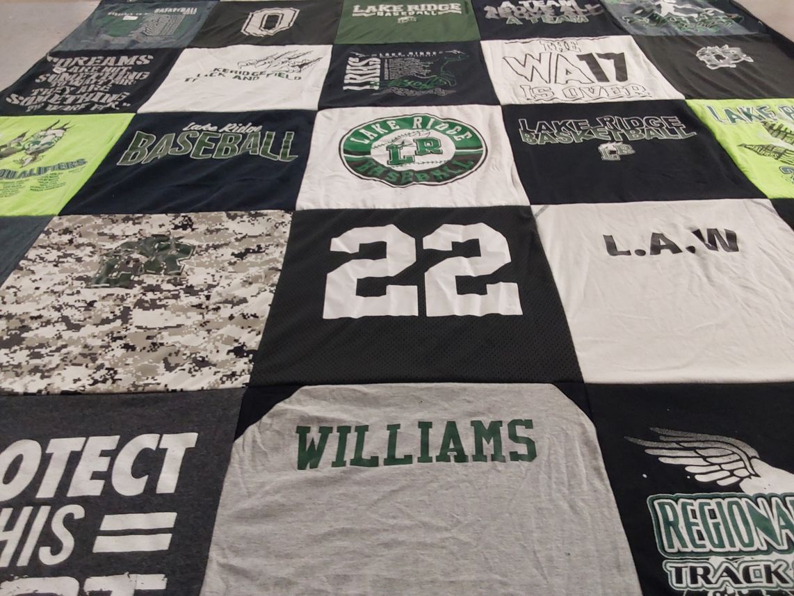 T-shirt quilt from lake ridge high school by Andrea from TX