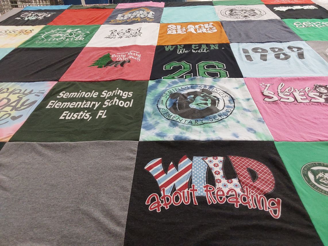 T-shirt quilt from seminole springs elementary school by Pam from FL
