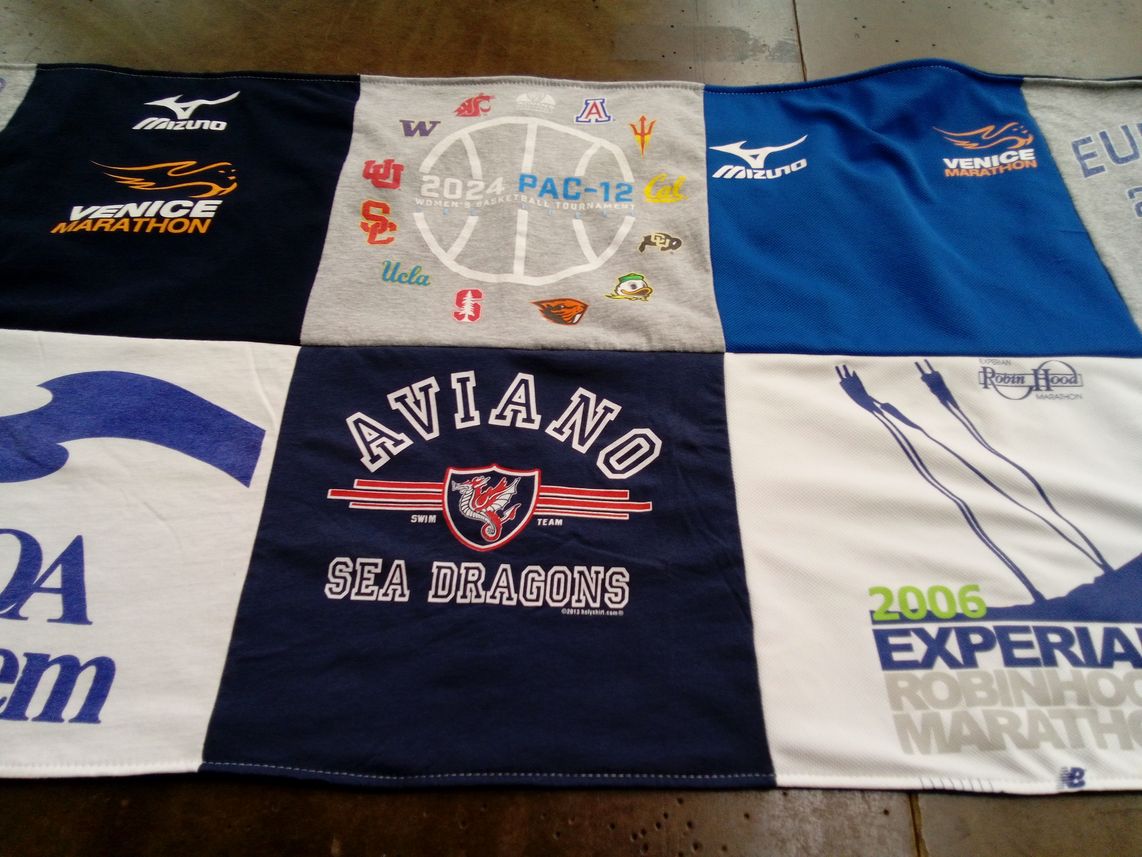 T-shirt quilt featuring aviano sea dragons by Laura from OR