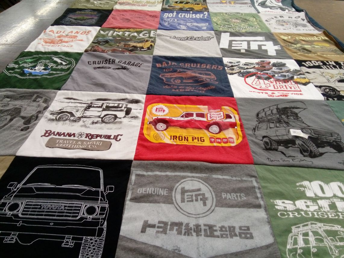 T-shirt quilt with off-roading, cars themes by Henrique from TX