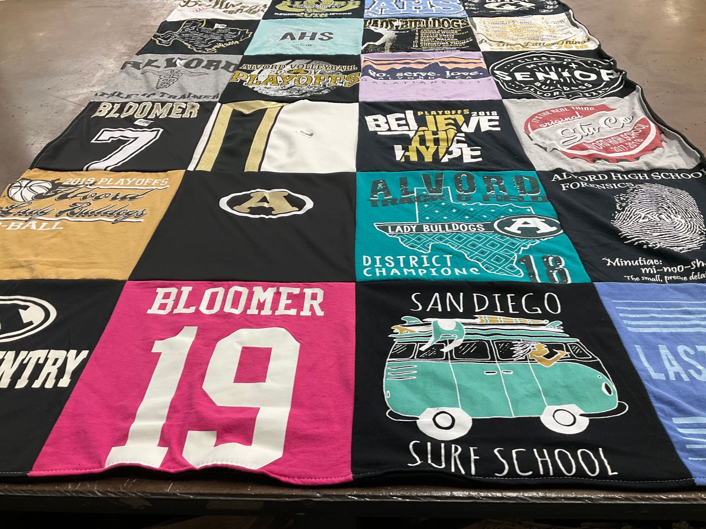 T-shirt quilt featuring alvord lady bulldogs by Abbey from TN