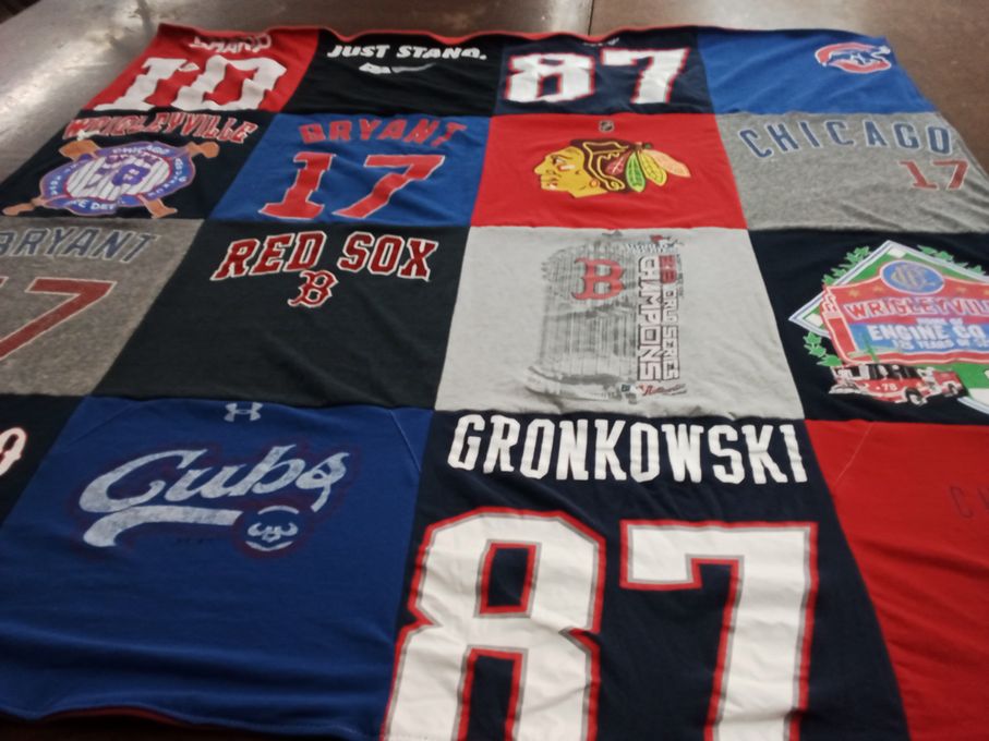 T-shirt quilt featuring boston red sox, chicago cubs by Victoria from SC