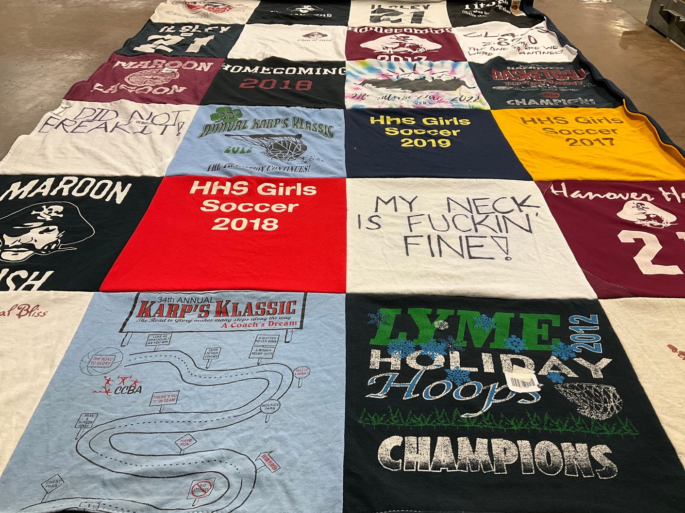 T-shirt quilt featuring hhs girls soccer by Karen from NH
