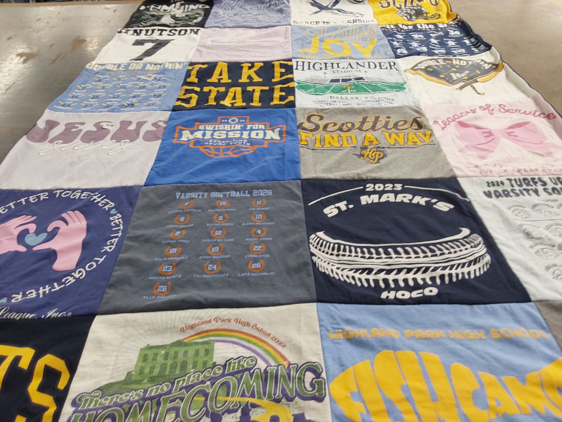 T-shirt quilt from highland park high school, st. mark's school by Cecilia from TX