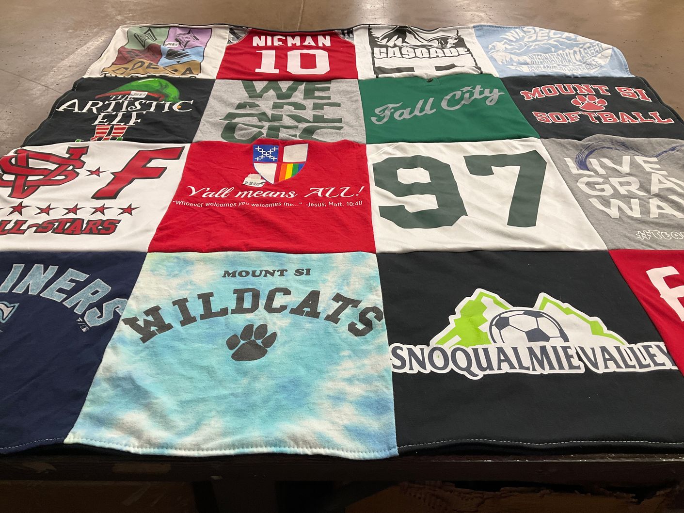 T-shirt quilt featuring mount si wildcats by Karen from WA