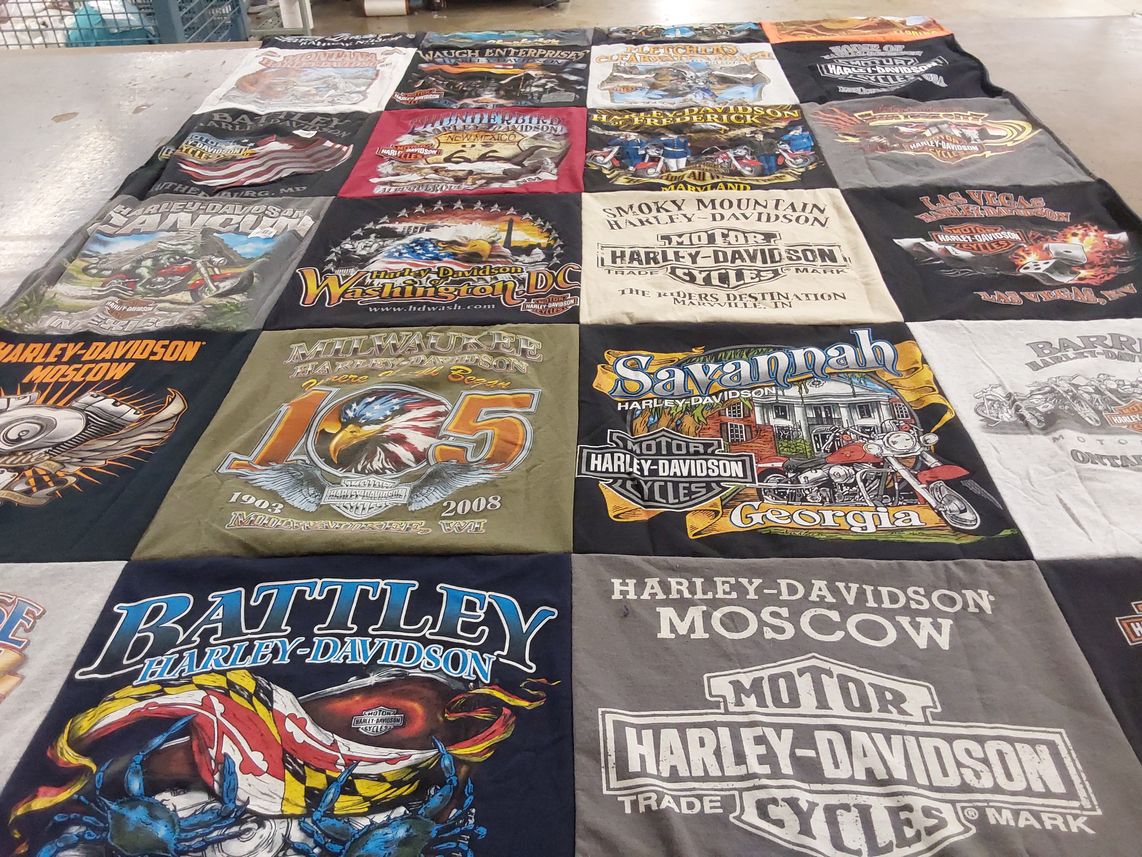 T-shirt quilt with motorcycles themes by John from WV