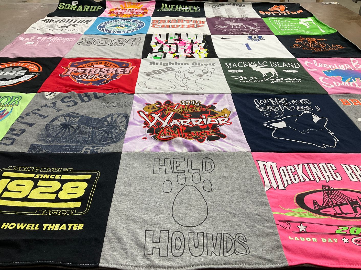 T-shirt quilt featuring warriors, wolves by Martha from MI