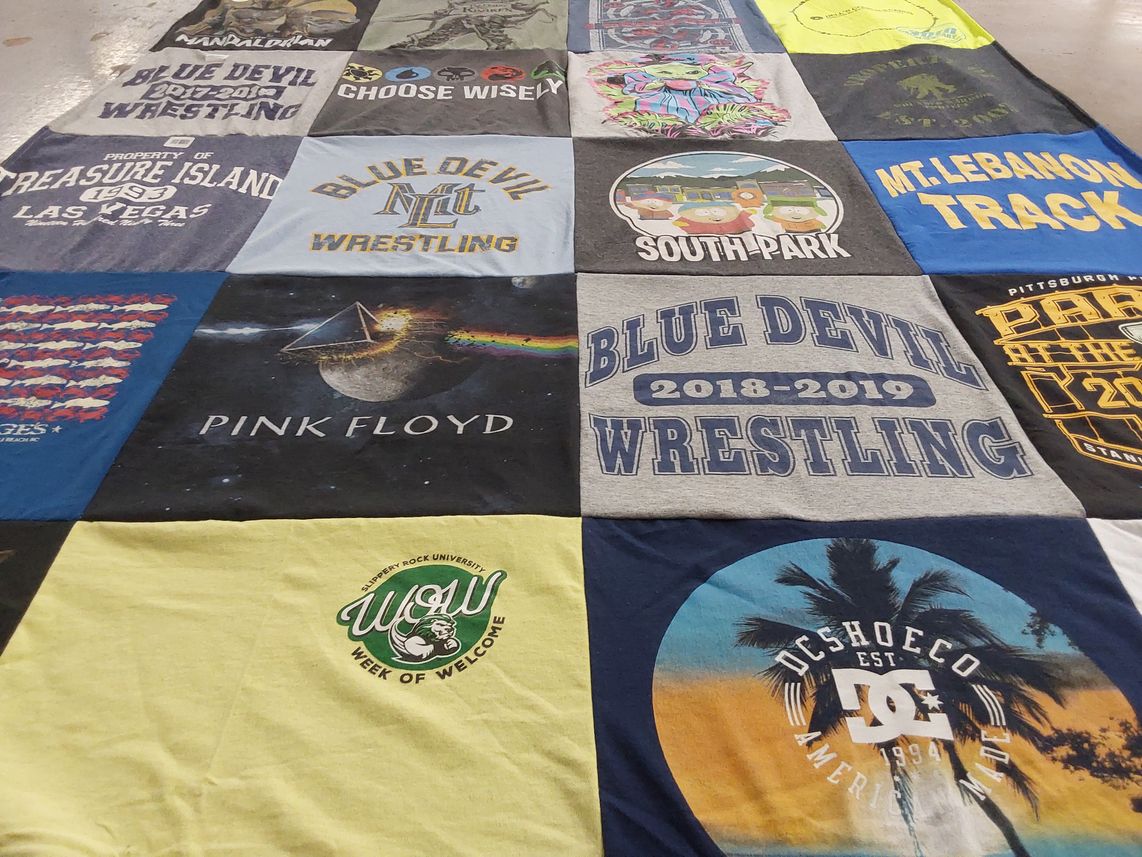 T-shirt quilt featuring mt lebanon high school wrestling by Linda from PA