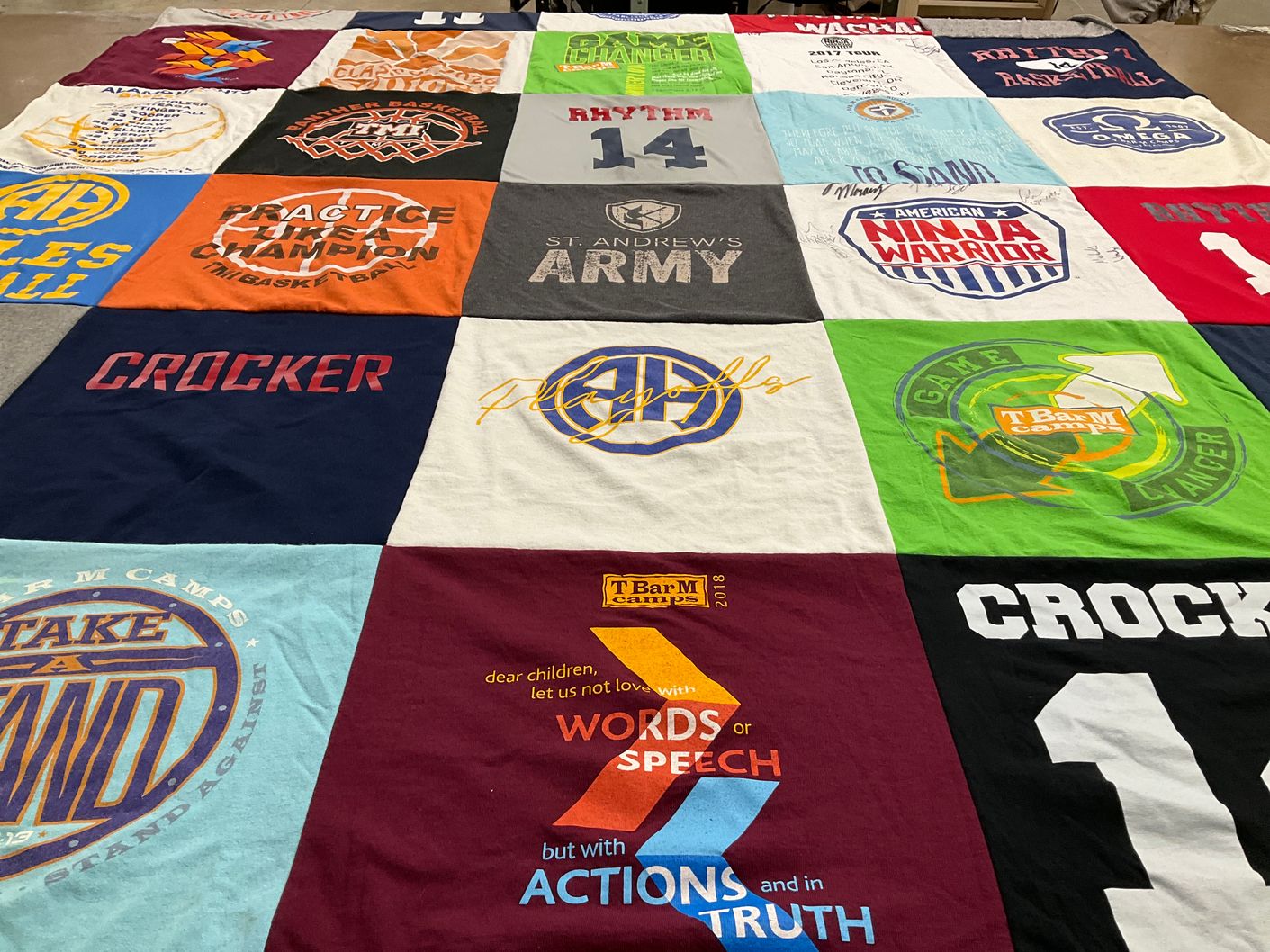 T-shirt quilt from st andrew's army by Virginia from TX