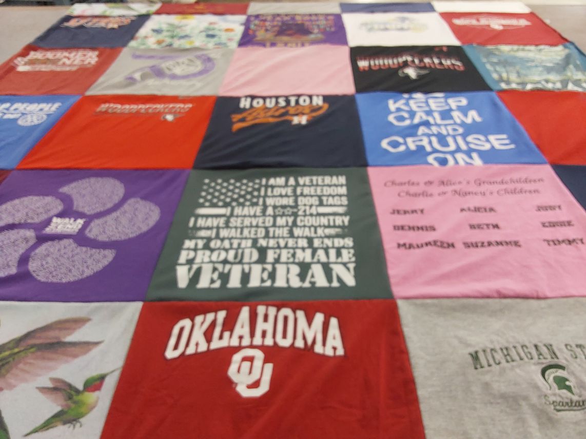 T-shirt quilt from michigan state university, oklahoma university by Joseph from NC