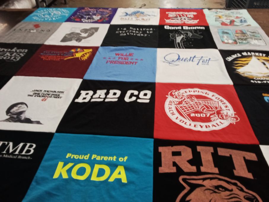 T-shirt quilt featuring stepping forest beach volleyball by Ingrid from MD