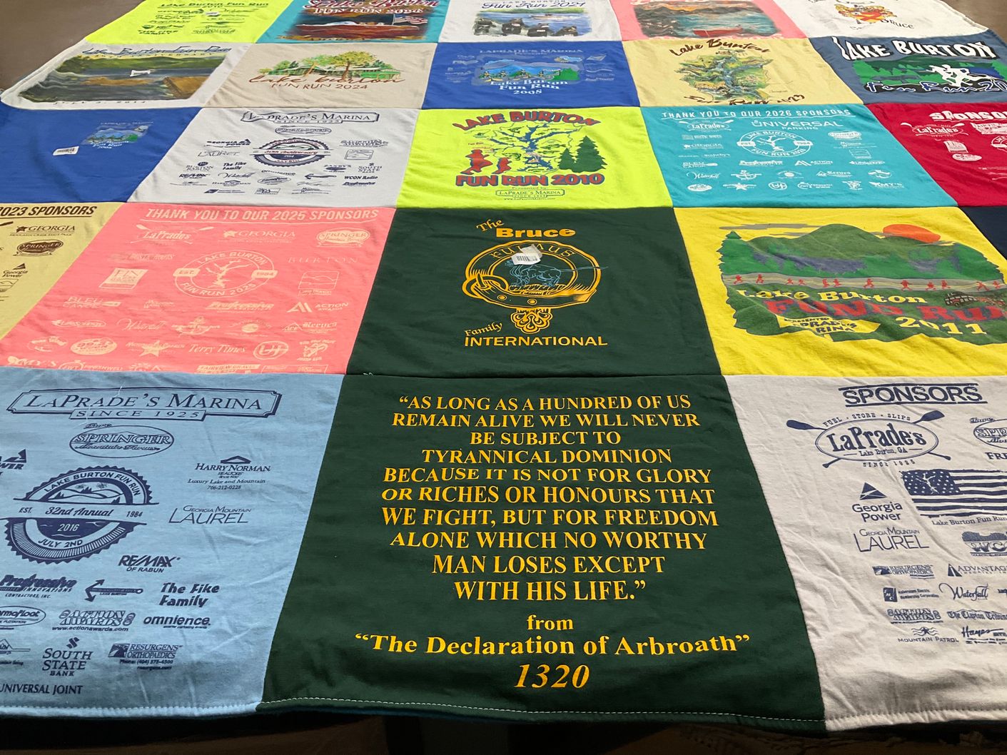 T-shirt quilt with fishing, boating themes by Jenny from GA