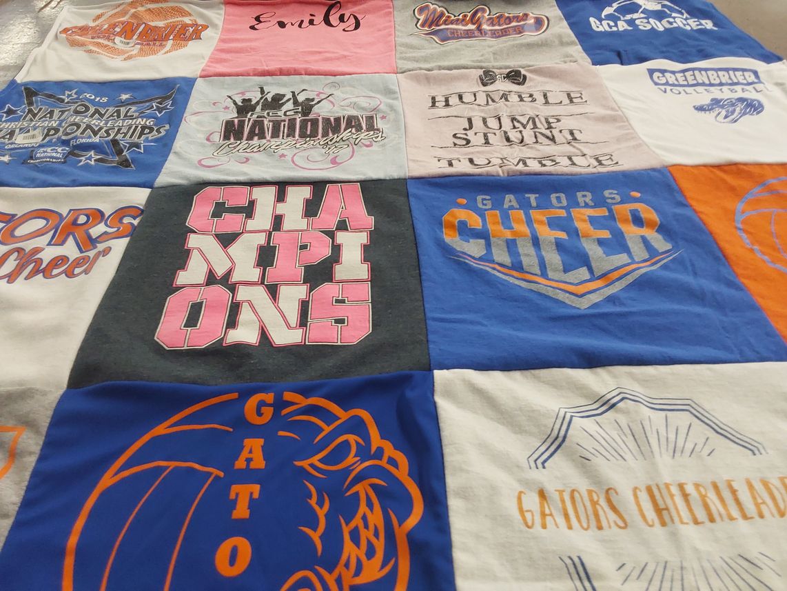 T-shirt quilt from gators cheerleading by Jamie from VA