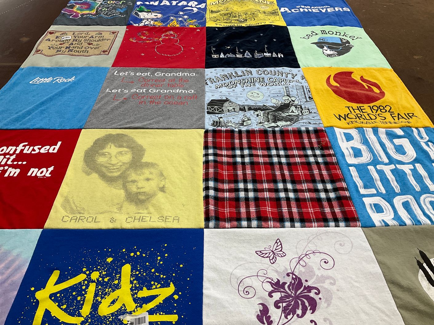 T-shirt quilt with family, southern culture themes by Carol from PA