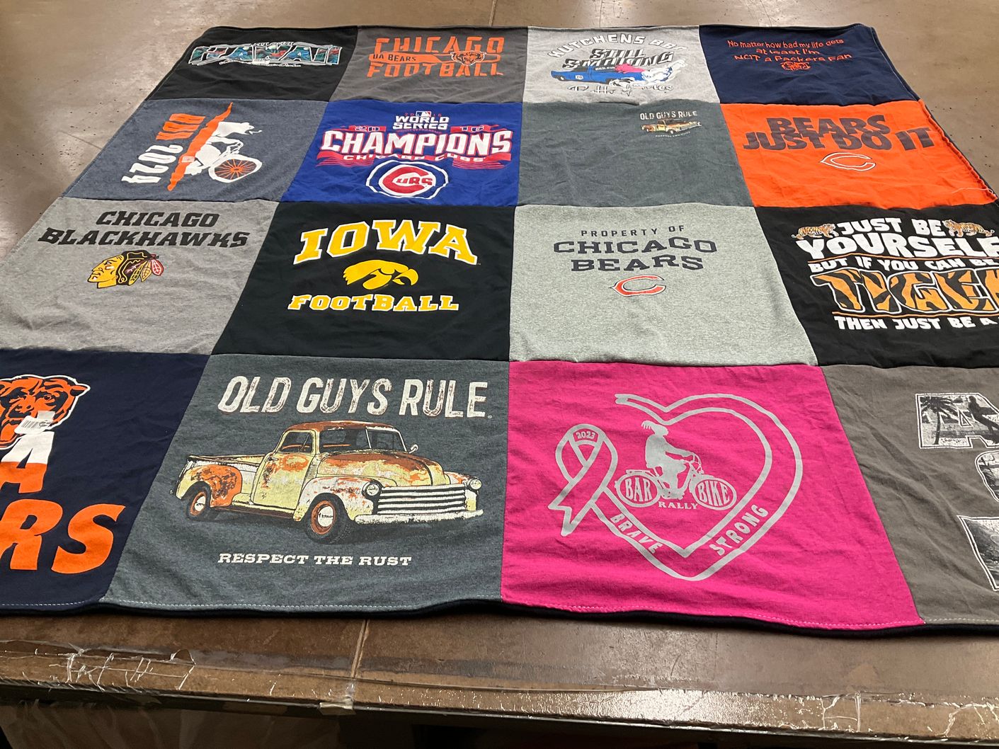 T-shirt quilt featuring chicago bears, chicago blackhawks by Michelle from IL