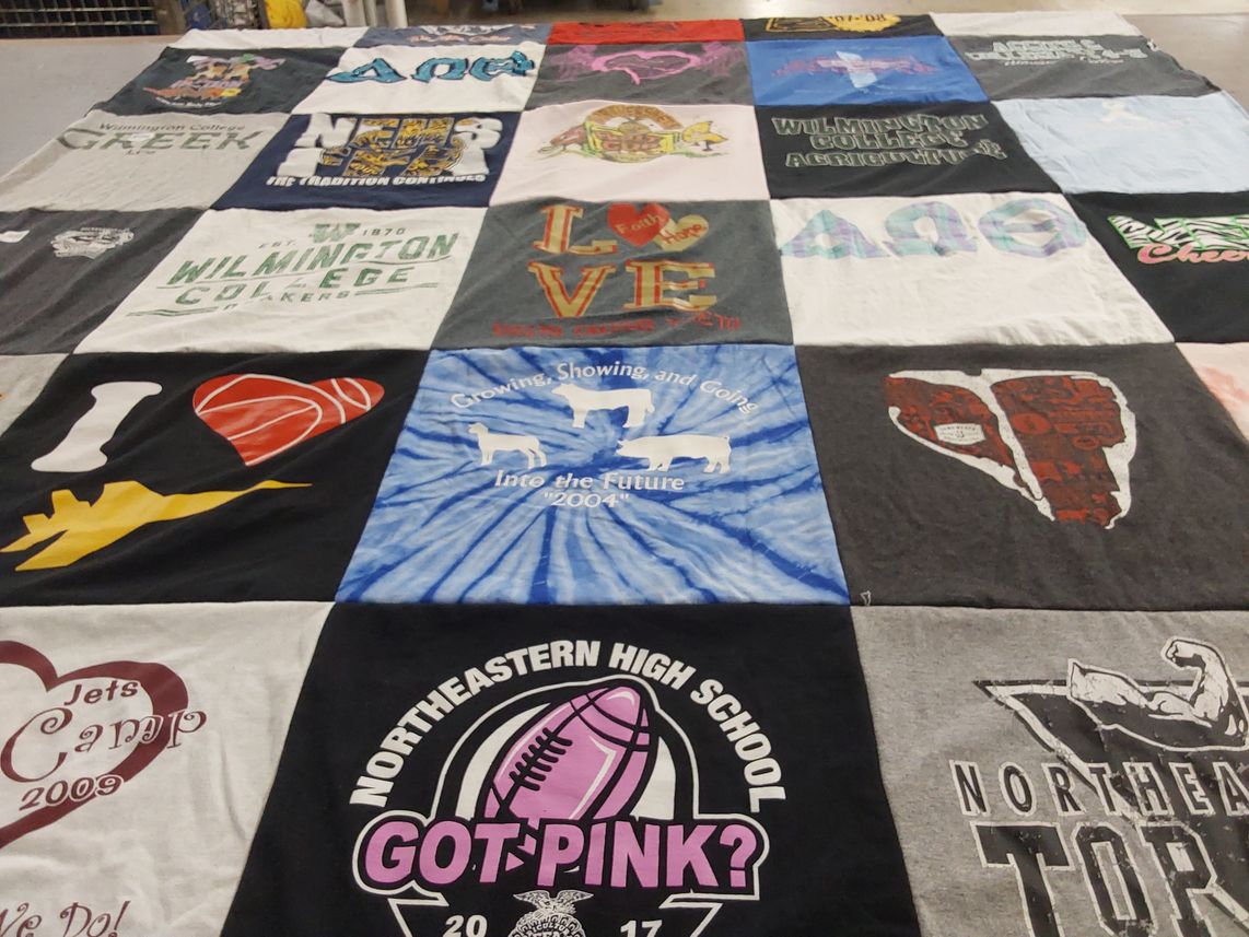 T-shirt quilt from wilmington college, northeastern high school by Susan from TN