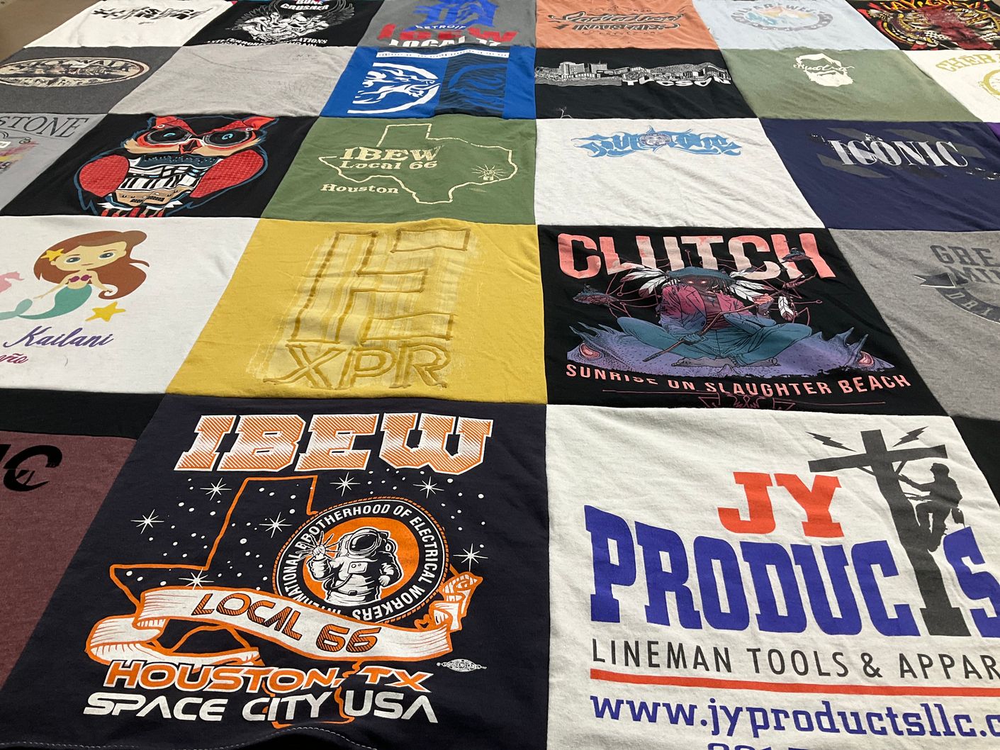 T-shirt quilt with electrical, music themes by Cesar from AZ