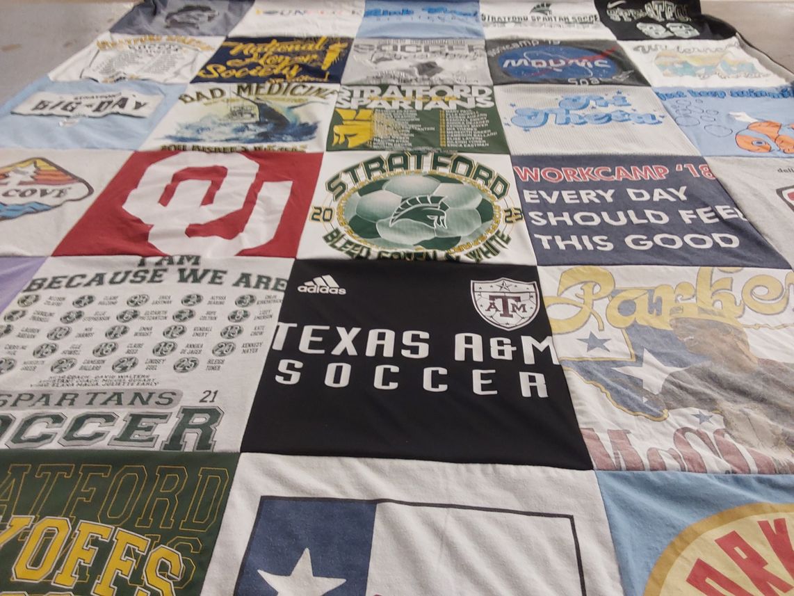 T-shirt quilt featuring texas a&m soccer, stratford spartans soccer by Jenni from TX