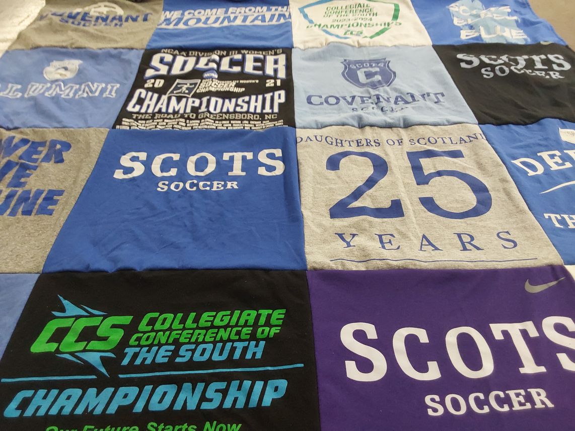 T-shirt quilt featuring covenant college soccer by Lucy from HI