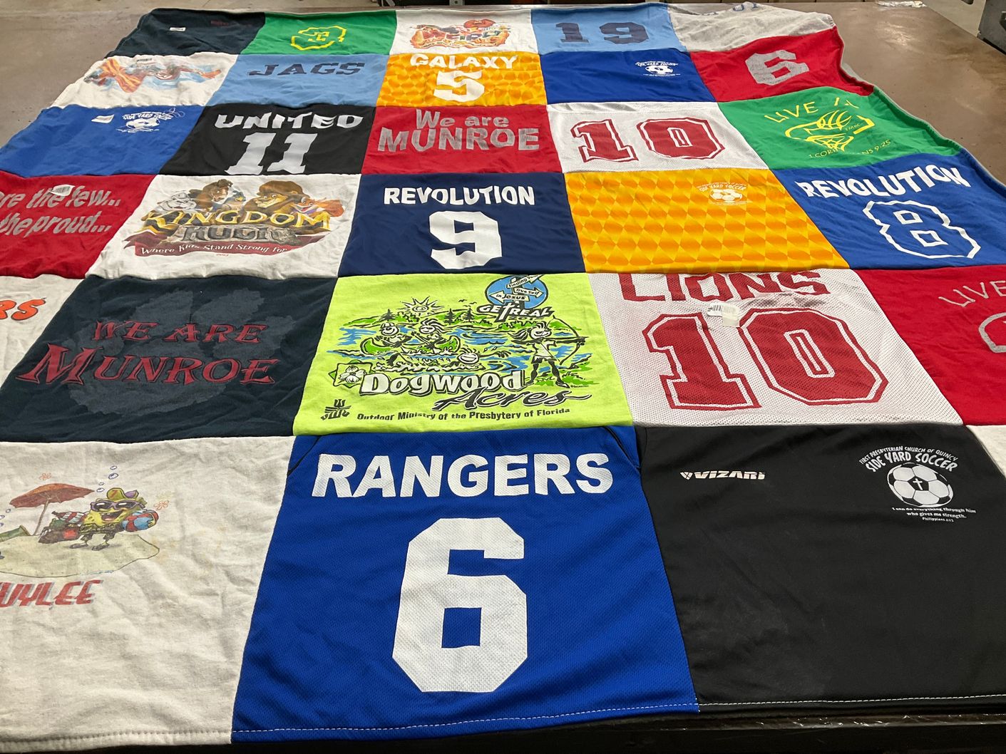 T-shirt quilt featuring rangers soccer club, galaxy soccer club by Katie from FL