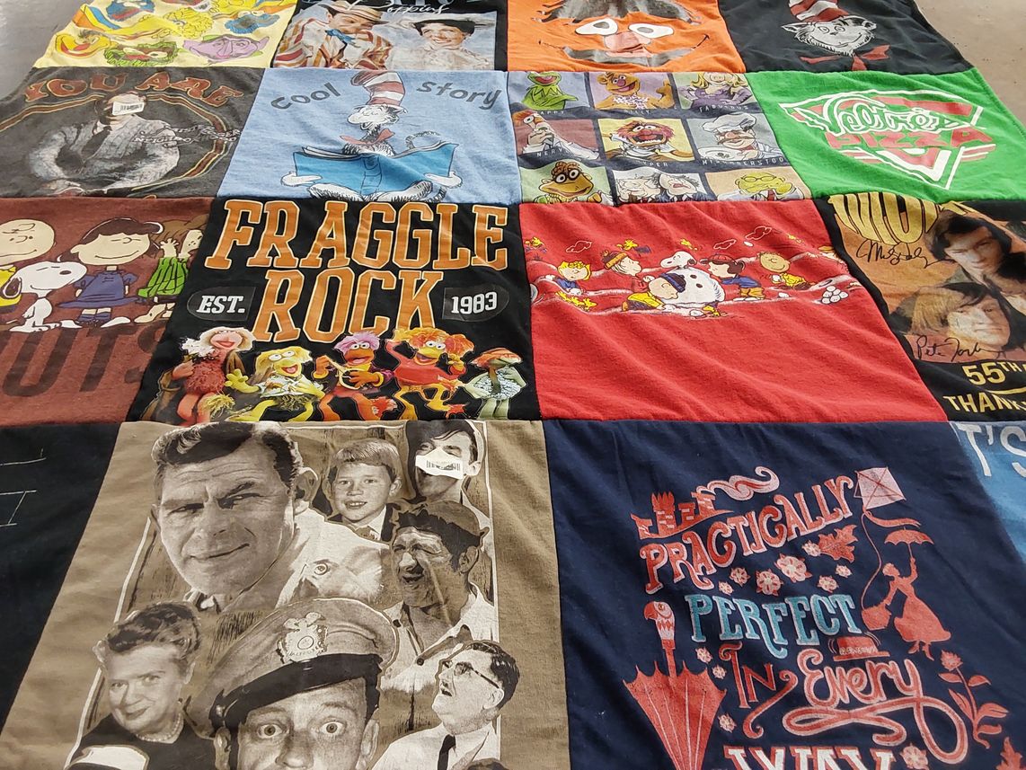 T-shirt quilt with tv shows, cartoons themes by Vince from PA