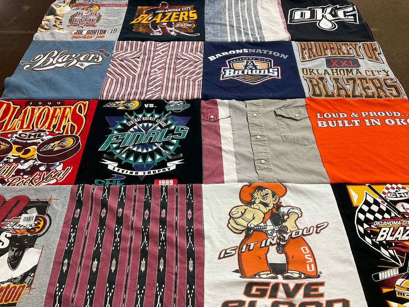 T-shirt quilt featuring oklahoma city blazers by Beth from CA