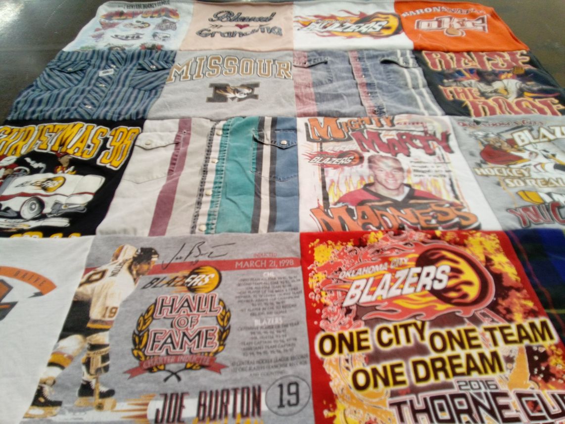 T-shirt quilt featuring oklahoma city blazers by Beth from OK