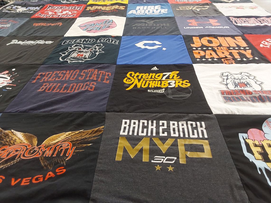 T-shirt quilt from fresno state university by Abigail from CA