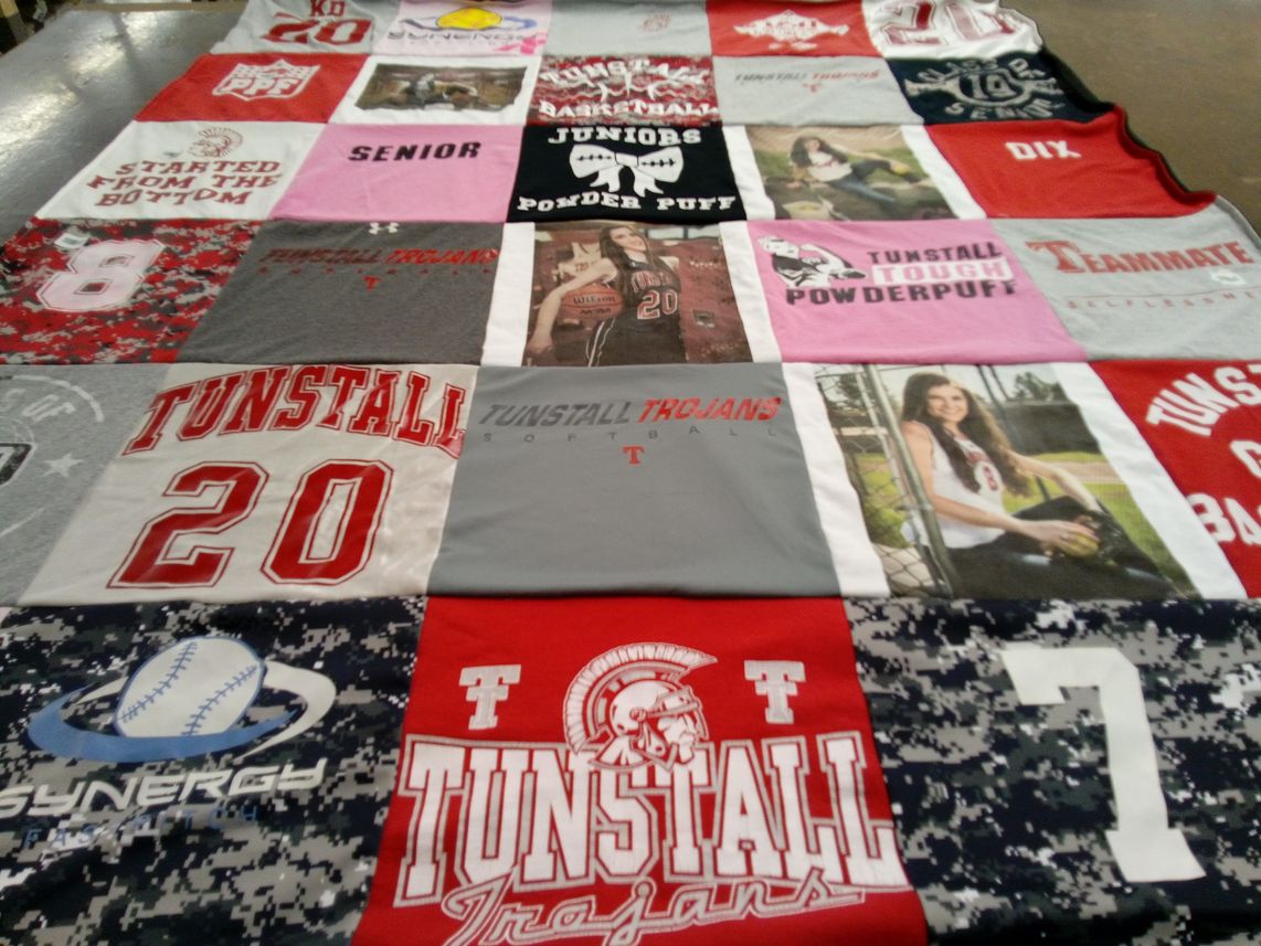 T-shirt quilt featuring tunstall trojans by Kristy from VA