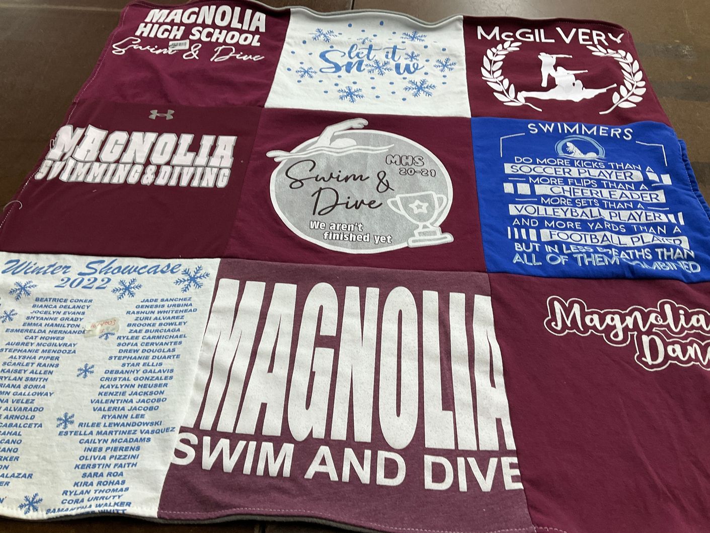 T-shirt quilt from magnolia high school by Hilary from SC