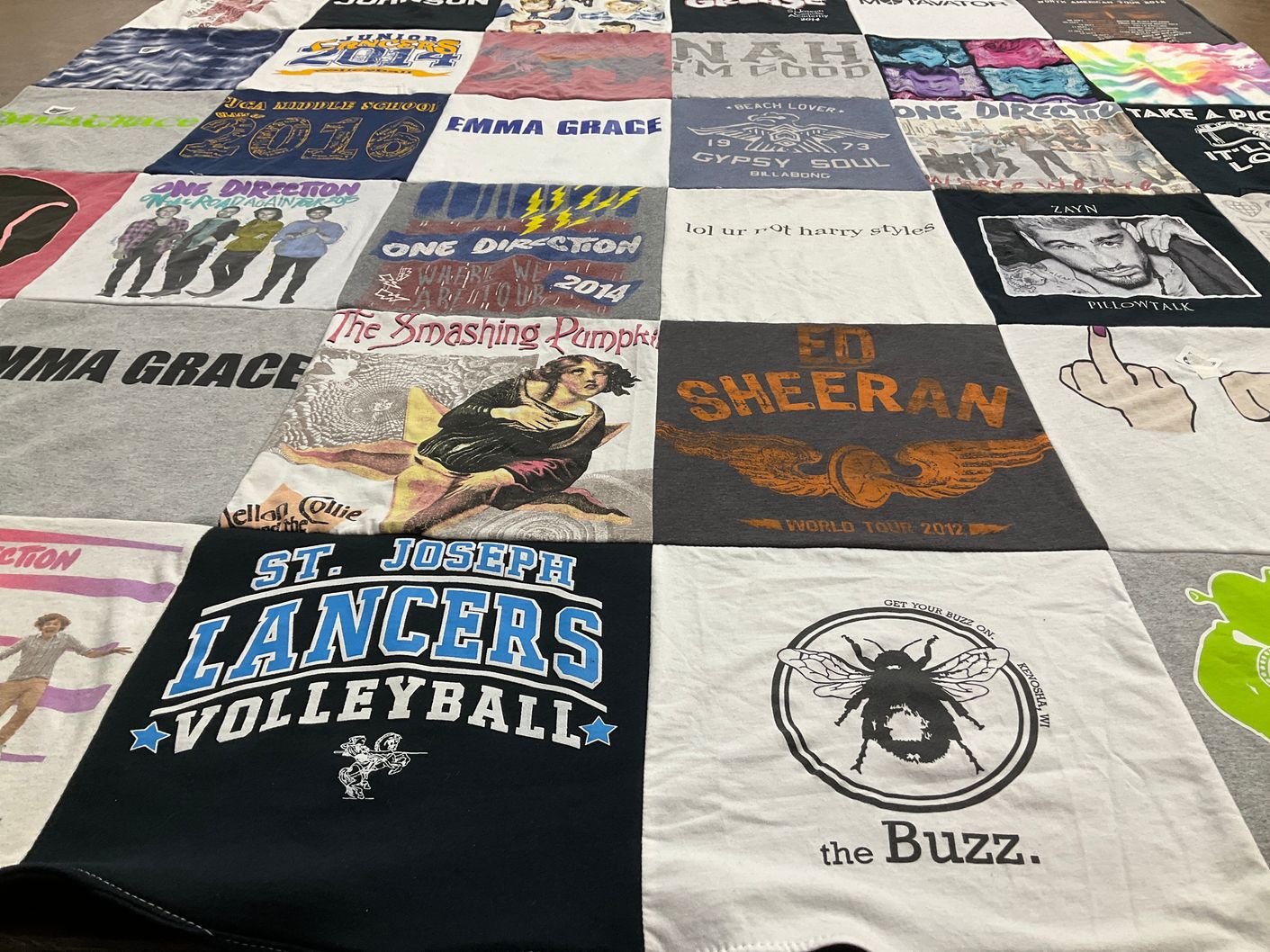 T-shirt quilt featuring st. joseph lancers volleyball by Emma from WI